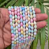 High quality quartz beads multi colour, drop faceted shape, size 8x6mm AB Finish, Pastel Color, approx 47 beads in string