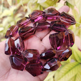 6 pcs Pkg. SUPER QUALITY' 26x20 MM APPROX SIZE, LOOSE PACK, FACETED PURPLE CRYSTAL GLASS BEADS'