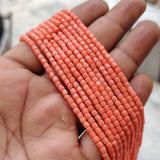 Natural Taiwan Bamboo Coral Beads 2x3mm Barrel Tube Shape | Red Coral Gemstone Spacer Beads | Approx. 125~127 Beads Per Strand | Jewelry Making Supplies