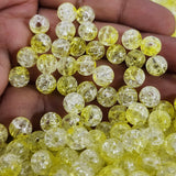 200 PIECES PACK OF 8 MM ROUND YELLOW COLOR ACRYLIC CRACKLE ICE BEADS