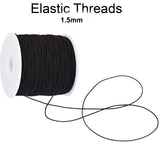 10 Meters, 1.5mm Size, Round  Black Elastic threads for Mala and Bracelets Making