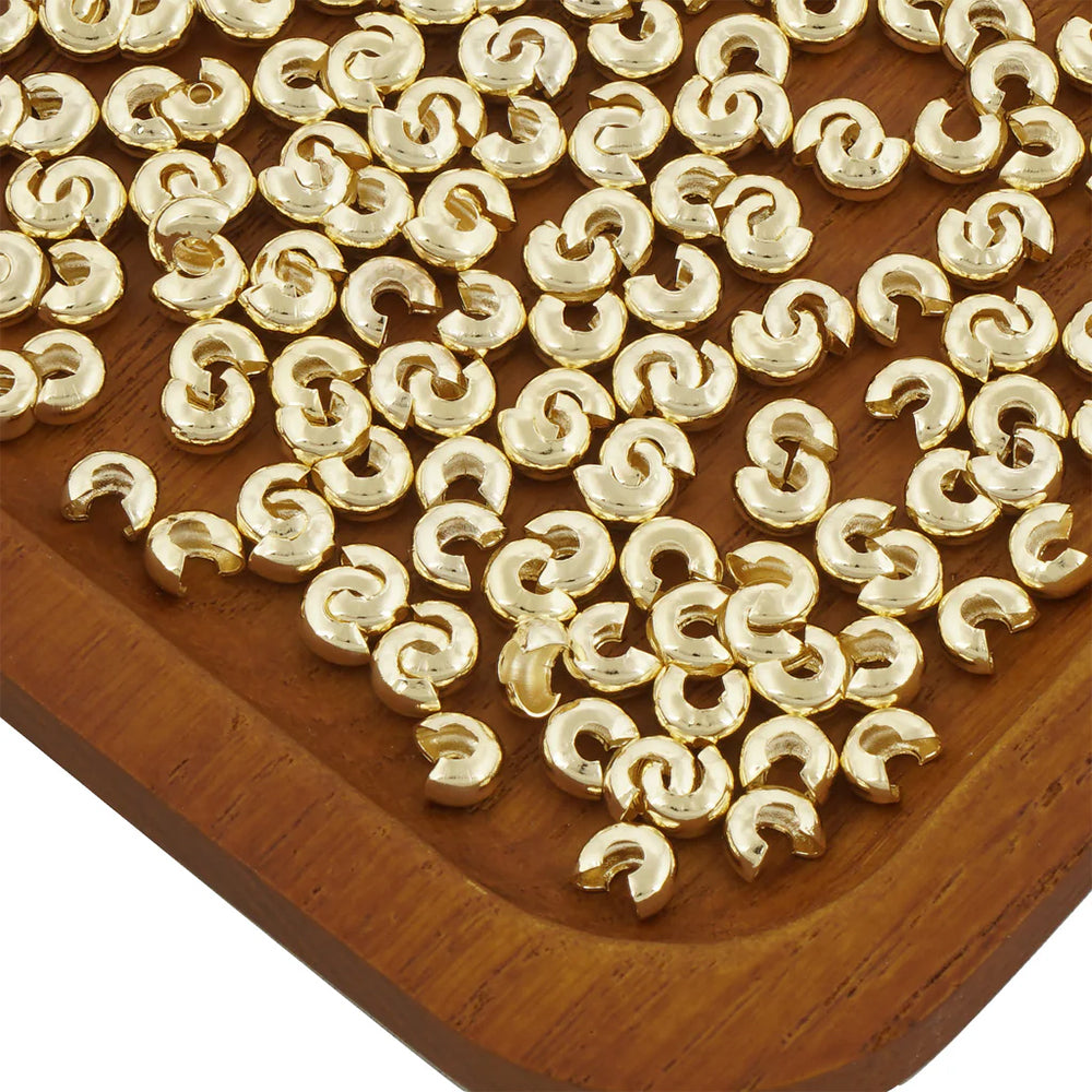 100 PCS GOLD PLATED CRIMP COVER FOR JEWELRY MAKING