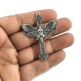 1 PIECE PACK' APPROX 540 MM LONG SILVER OXIDIZED CROSS CHARMS