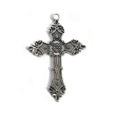 1 PIECE PACK' APPROX 55 MM LONG SILVER OXIDIZED CROSS CHARMS