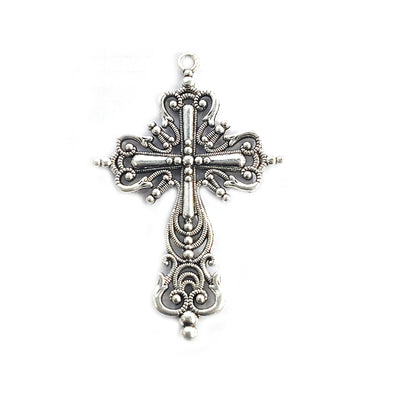 1 PIECE PACK' APPROX 60-62 MM LONG SILVER OXIDIZED CROSS CHARMS