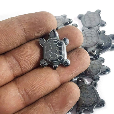 2 PIECES PACK' 24x18 MM APPROX' ORIGINAL HEMATITE SEMI PRECIOUS TURTLE CHARMS
