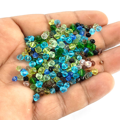 25 GRAMS PACK' APPROX 480-500 PIECES PACK' SOFT PRESEED BICONE CRYSTAL GLASS BEADS