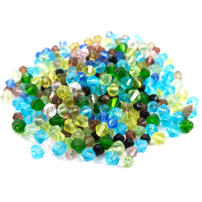 25 GRAMS PACK' APPROX 480-500 PIECES PACK' SOFT PRESEED BICONE CRYSTAL GLASS BEADS