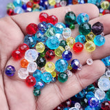 50 GRAMS PACK' MULTI COLOR SHADE, TRANSPARENT RONDELLE FACETED CRYSTAL MIX, GLASS BEADS, SIZE MOSTLY IN SIZE ABOUT 4-10 MM