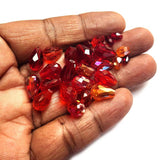 200 Pcs Pkg. Red color, Drop Faceted Crystal Glass beads, size encluded as 5X7MM, 8X12MM, 10X15MM AND SOME 3X5MM