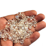 50 Grams Pkg. White color shade, Rondelle Faceted Crystal Mix size glass beads Size mostly encluded as 6mm, 8mm, 10mm, to some extent 4mm and 12mm mixed