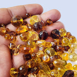 50Grams Pkg. Crystal Mix Shapes Glass beads for jewelry making Crystal Topaz Brown colors, Various Shapes, size about 6~12mm