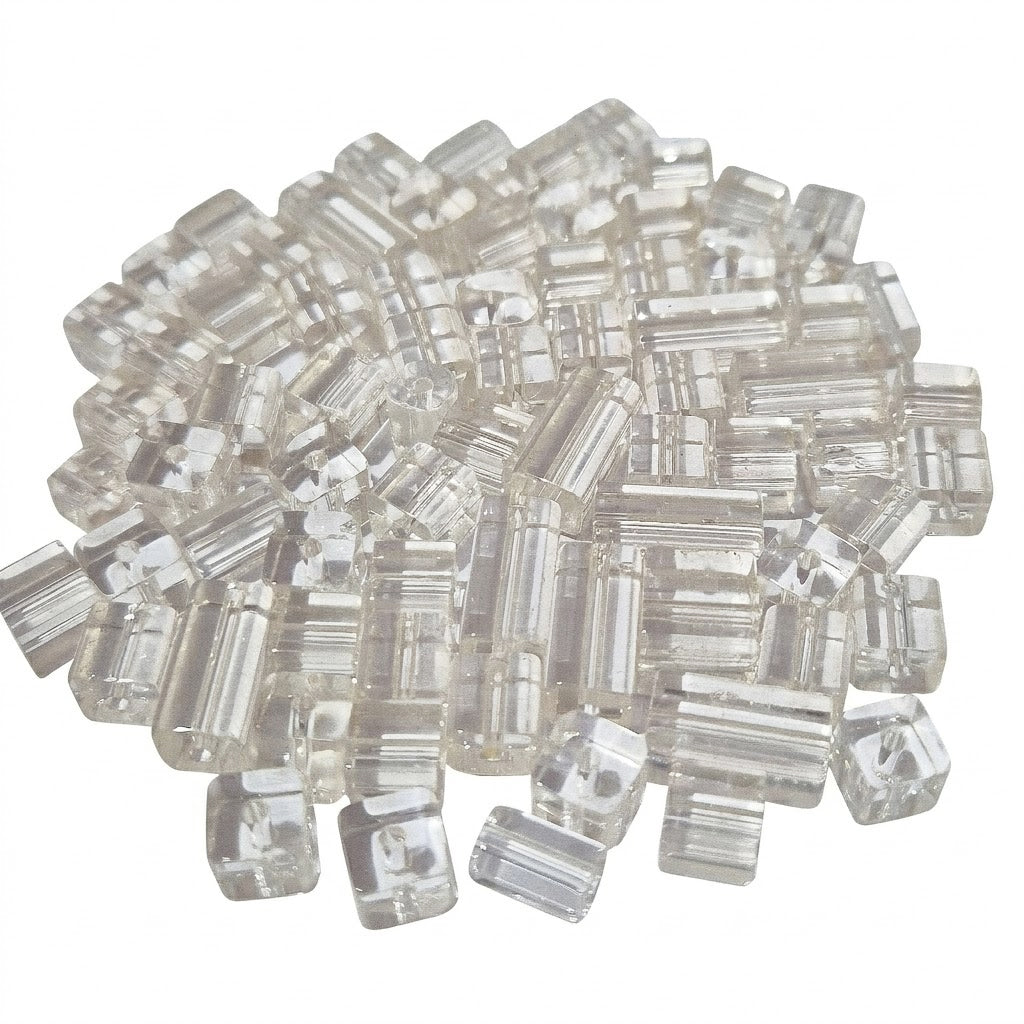 50grams pack, crystal white cube, mix shape crystal glass beads 6~ 6x12mm Size Approximately
