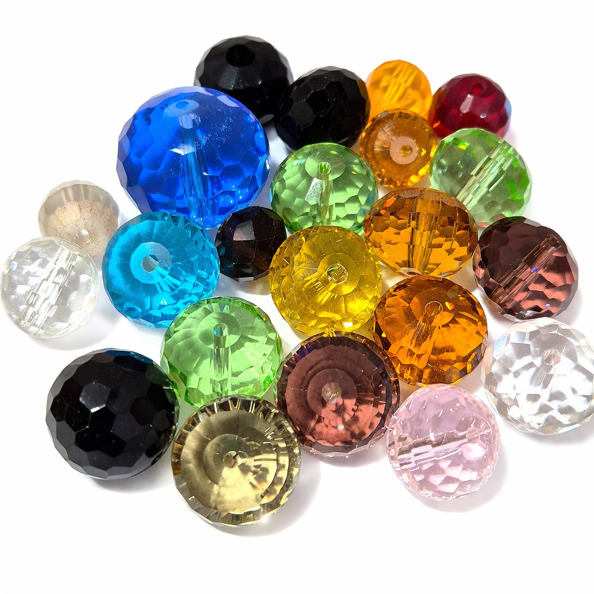 20pcs pack, large size fine faceted crystal glass beads mix 8~20mm Size Approximately