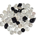 50grams pack, Various shapes and size black and white crystal glass beads 6~20mm Size Approximately