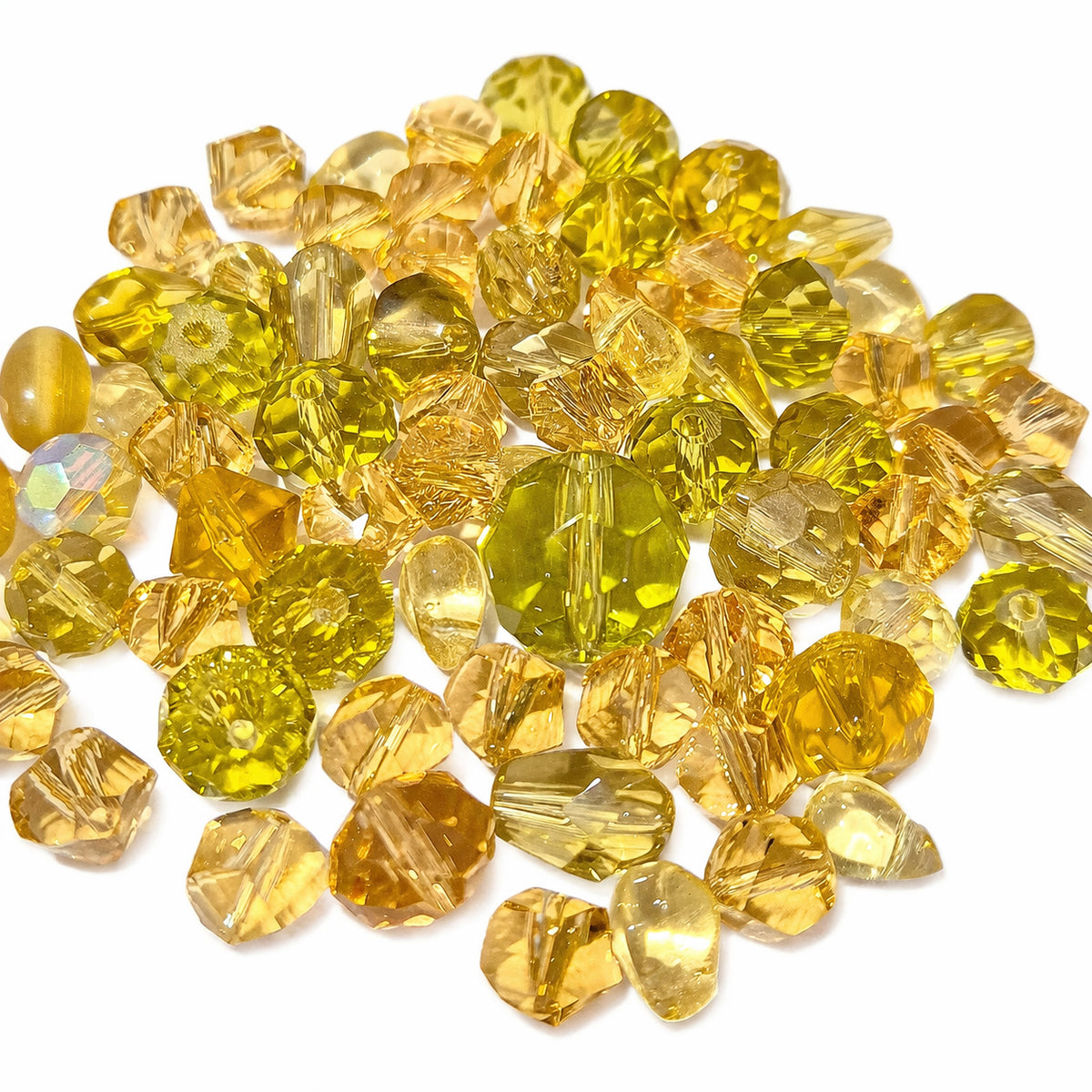 50grams pack, Various shapes and size Topaz color,  crystal glass beads 6~12mm Size Approximately