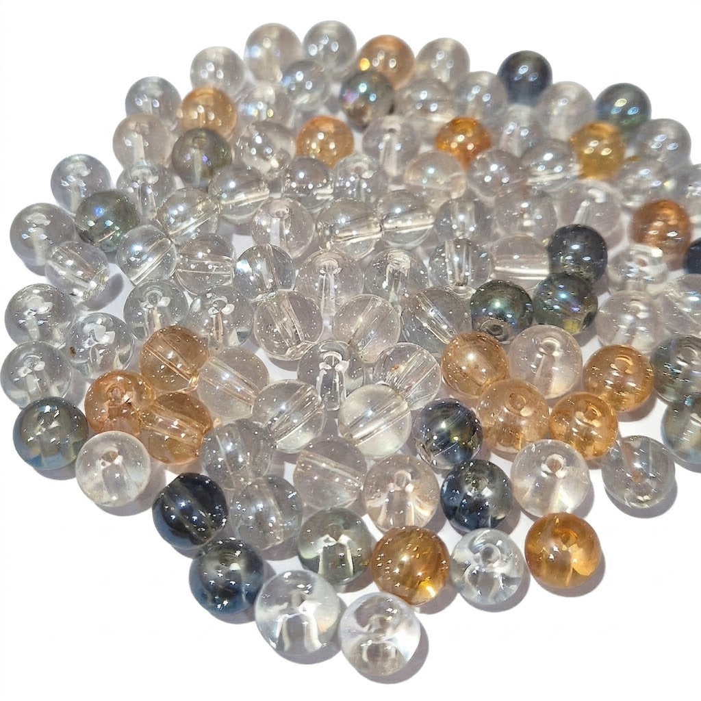 50grams pack, mix 6mm AB finish crystal glass beads, smooth round 6mm Size Approximately