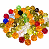 50 grams pkg. Round faceted, mix color crystal glass beads 8mm Size Approximately