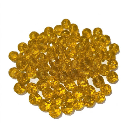50grams Round faceted Topaz Yellow Crystal Glass beads 6mm Size Approximately