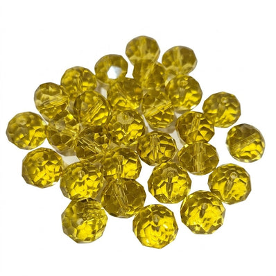 50grams Rondelle faceted Olive Crystal Glass beads 12mm Size Approximately
