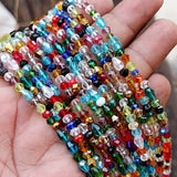 SALE ! 12 STRINGS/LINES OF 15 INCHES MIX CRYSTAL GLASS BEADS' SIZE APPROX 3MM TO 8MM