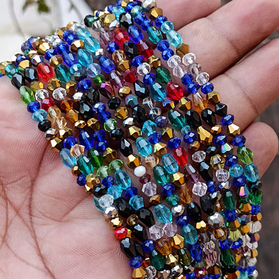 SALE ! 12 STRINGS/LINES OF 15 INCHES MIX CRYSTAL GLASS BEADS' SIZE APPROX 3MM TO 8MM