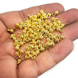 50 PIECES PACK' 3X6 MM APPROX SIZE' SOLID GHUNGRU' GOLD ROUND CHARMS FOR DIY JEWELLERY MAKING