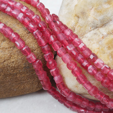 Jade Natural Gemstone Semi Precious Beads in 4.5mm Size Faceted Cube Shape Approximately 90 Beads in String