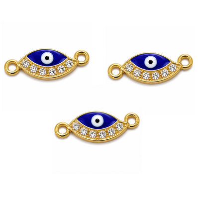 5 Pcs Pack – Evil Eye Charm for Jewelry Making, Enamel & Gold Plated with Crystal Rhinestones