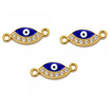 5 Pcs Pack – Evil Eye Charm for Jewelry Making, Enamel & Gold Plated with Crystal Rhinestones