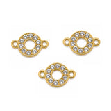 5 Pcs Pack – Round Crystal Rhinestone Connector Charm for Jewelry Making, Gold Plated