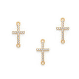 5 Pcs Pack – Crystal Rhinestone Cross Connector Charm for Jewelry Making, Gold Plated