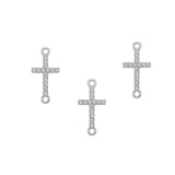 5 Pcs Pack – Crystal Rhinestone Cross Connector Charm for Jewelry Making, Rhodium Plated