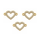 5 Pcs Pack – Crystal Rhinestone Heart Connector Charm for Jewelry Making, Gold Plated