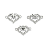 5 Pcs Pack – Butterfly Heart Crystal Rhinestone Connector Charm for Jewelry Making, Rhodium Plated
