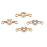 5 Pcs Pack – Heart with Wings Crystal Rhinestone Connector Charm for Jewelry Making, Gold Plated