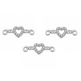 5 Pcs Pack – Heart with Wings Crystal Rhinestone Connector Charm for Jewelry Making, Rhodium Plated