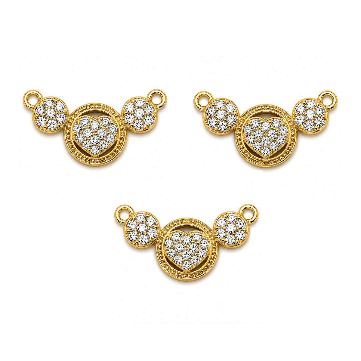 5 Pcs Pack – Heart Crystal Rhinestone Connector Charm for Jewelry Making, Gold Plated