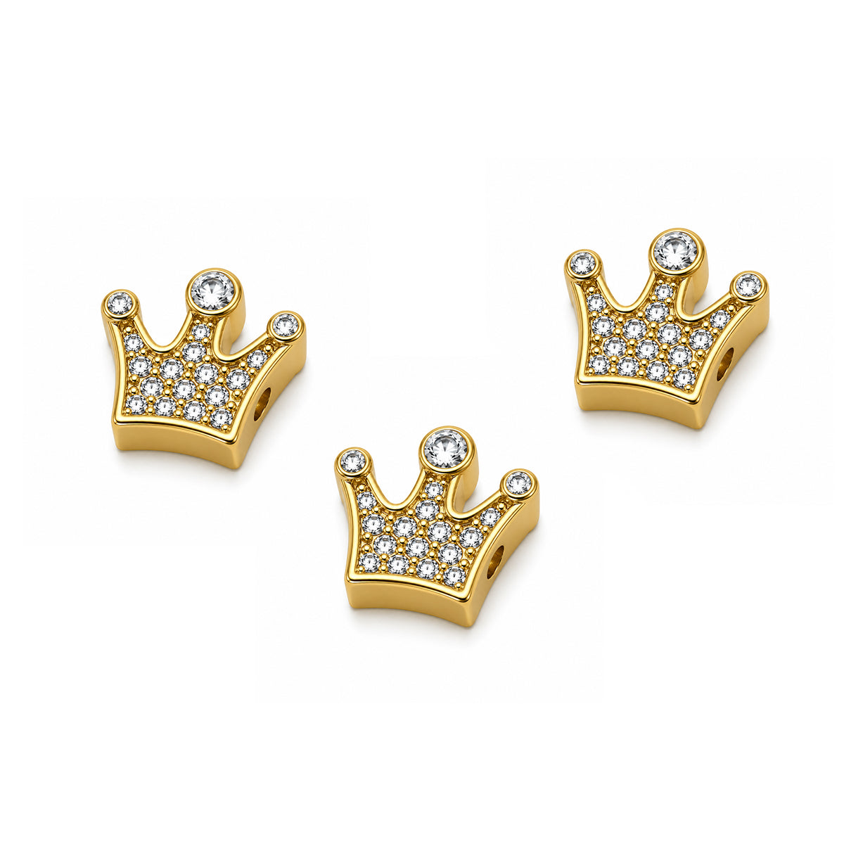 Pcs Pack – Crown Crystal Rhinestone Spacer Bead for Jewelry Making, Gold Plated
