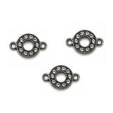 5 Pcs Pack – Round Crystal Rhinestone Connector Charm for Jewelry Making, Gunmetal Plated