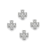 5 Pcs Pack – Crystal Rhinestone Cross Spacer Beads, Silver Plated, Jewelry Making Beads