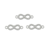 5 Pcs Pack – Crystal Rhinestone Infinity Spacer Connectors, Silver Plated, Jewelry Making Supplies