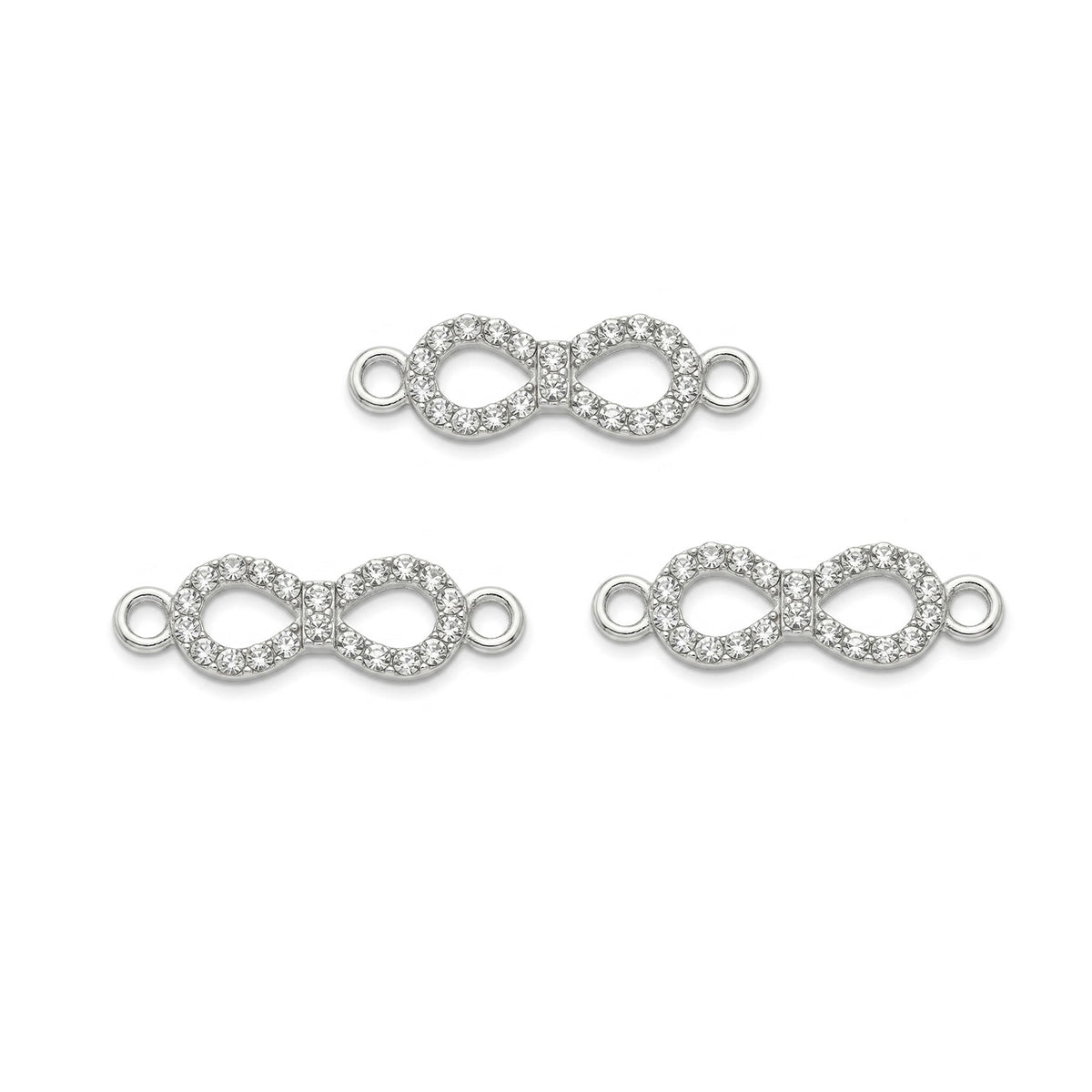5 Pcs Pack – Crystal Rhinestone Infinity Spacer Connectors, Silver Plated, Jewelry Making Supplies