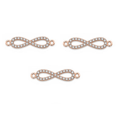 5 Pcs Pack – Crystal Rhinestone Infinity Connector, Rose Gold Plated, Jewelry Making Supplies