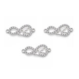 5 Pcs Pack – Crystal Rhinestone Infinity & Double Heart Connector, Silver Plated, Jewelry Making Supplies