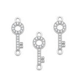 5 Pcs Pack – Crystal Rhinestone Key Pendant Charms, Silver Plated, Jewelry Making Supplies