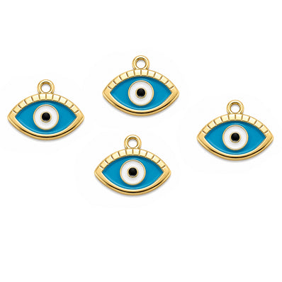 10 Pcs Blue Evil Eye Charm – Gold Plated Enamel Eye Pendant Charms for Jewelry Making