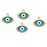 10 Pcs Blue Evil Eye Charm – Gold Plated Enamel Eye Pendant Charms for Jewelry Making