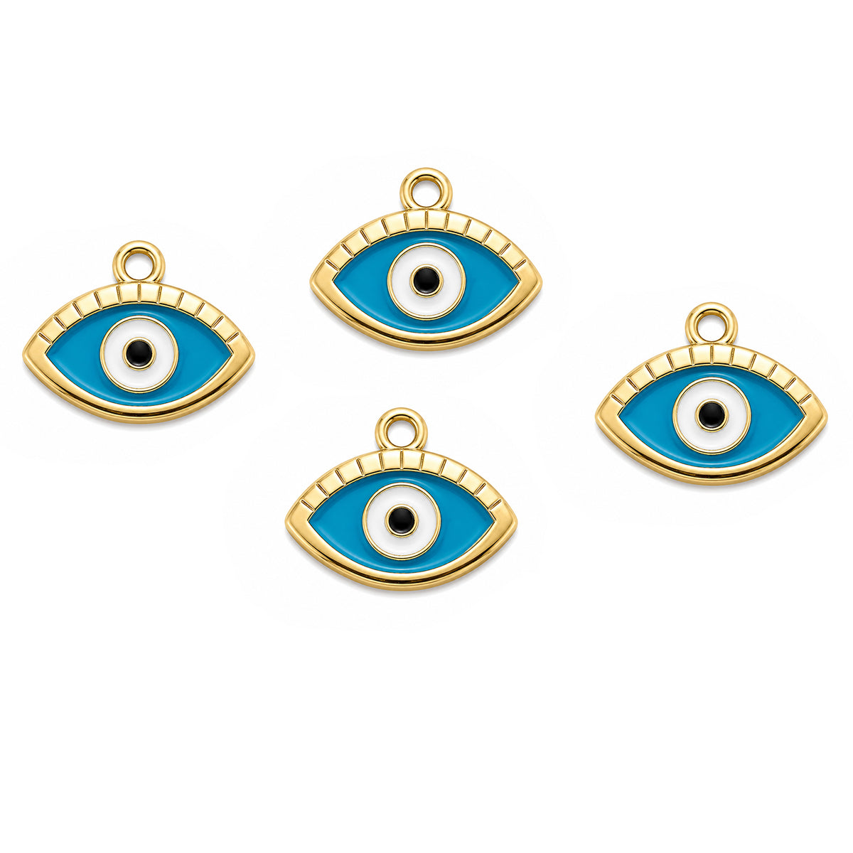 10 Pcs Blue Evil Eye Charm – Gold Plated Enamel Eye Pendant Charms for Jewelry Making