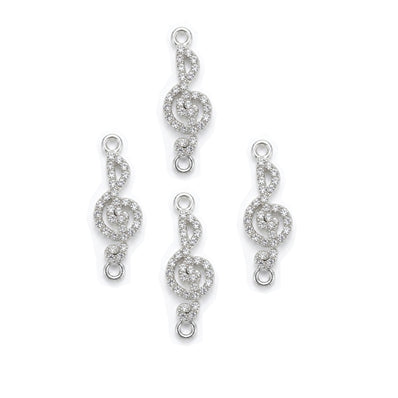 5 Pcs Silver Plated Crystal Rhinestone Treble Clef Music Note Charms – Jewelry Making Charms